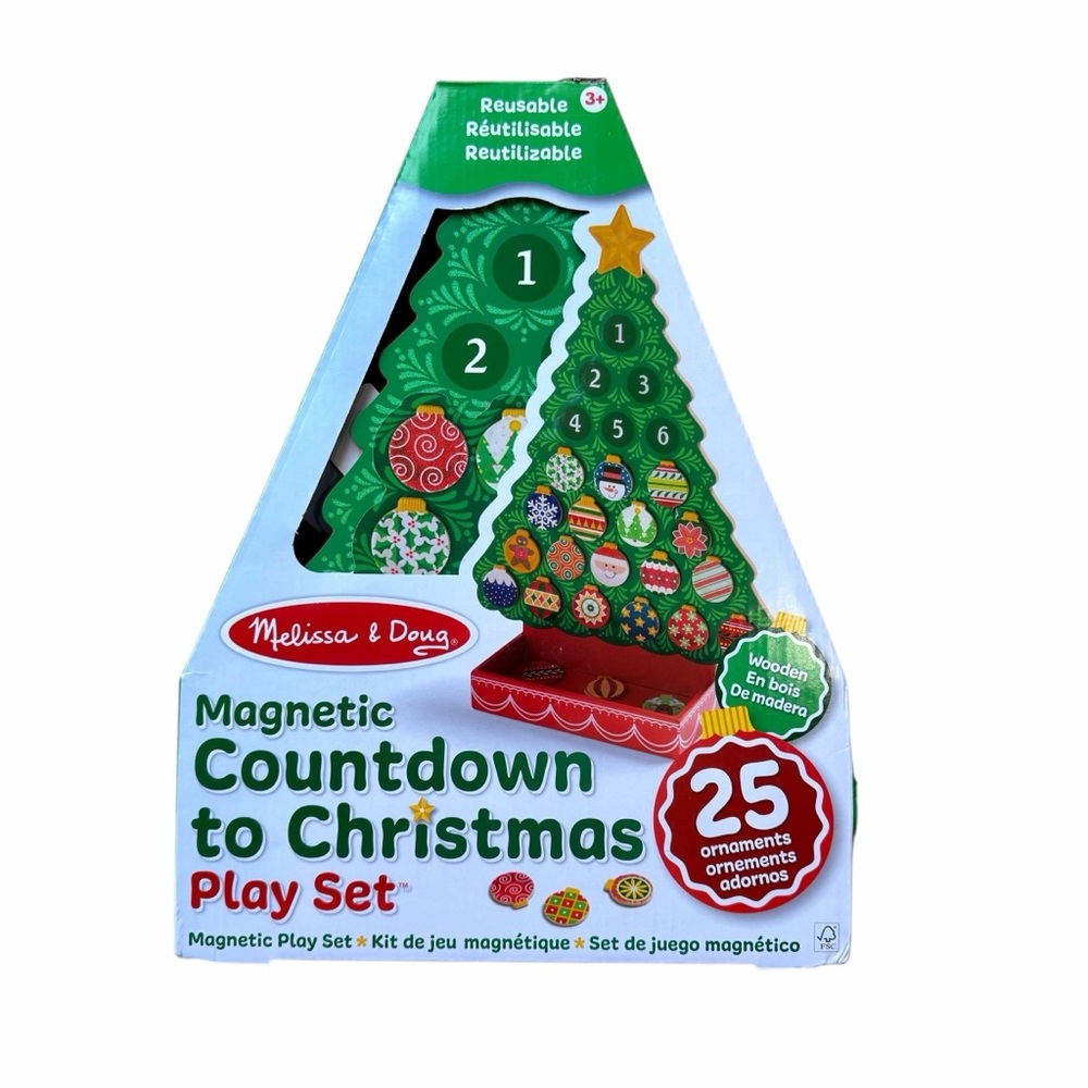 COUNTDOWN TO CHRISTMAS PLAYSET Melissa & Doug PINK Wooden 25 Ornaments NEW BNIB